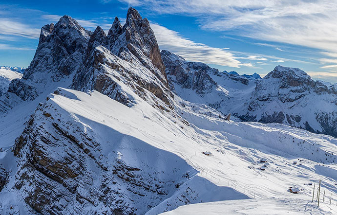 Seceda Seilbahnen in St. Ulrich in Gröden in den Dolomiten