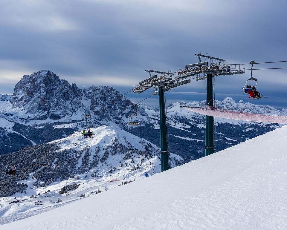 Winter - lifts - Seceda cableways in the Dolomites - Italy