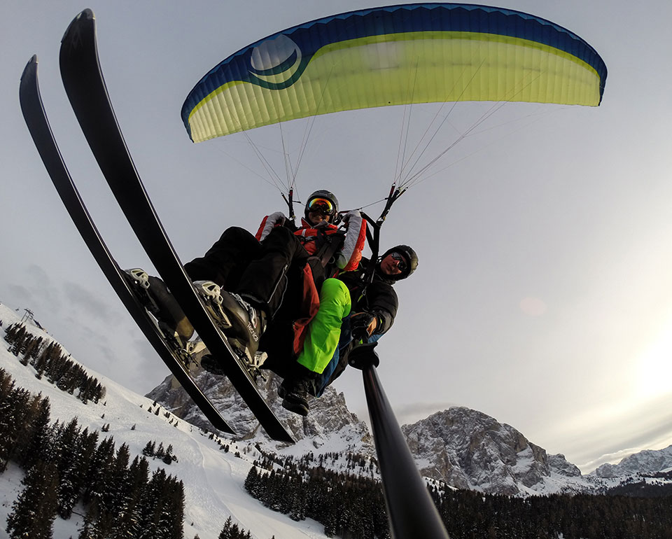 Paragliding at Seceda in Ortisei in Val Gardena - Italy